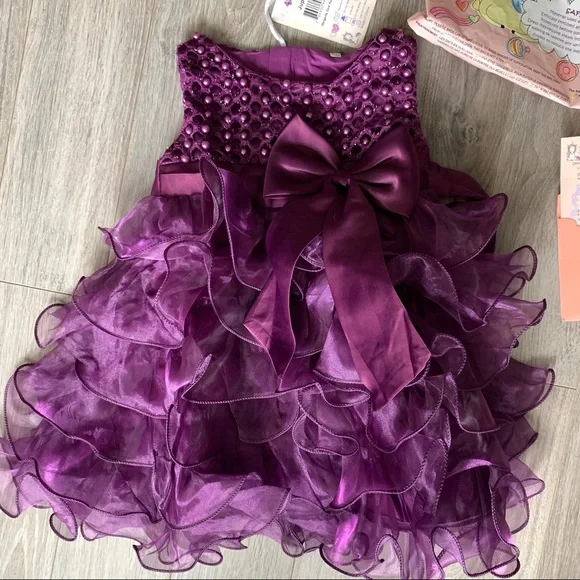 strapless open back dress A-Line Bowknot Party Dress for Baby Girls - Red / 2-3 Years (100cm)